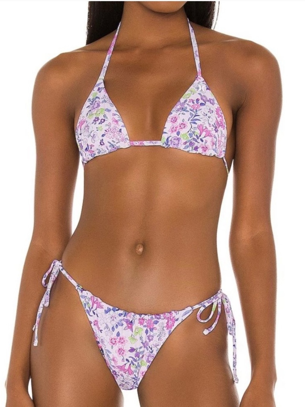 LoveShackFancy x Hurley Sunny Meadow Misty Lilac Floral Reversible Bikini Set